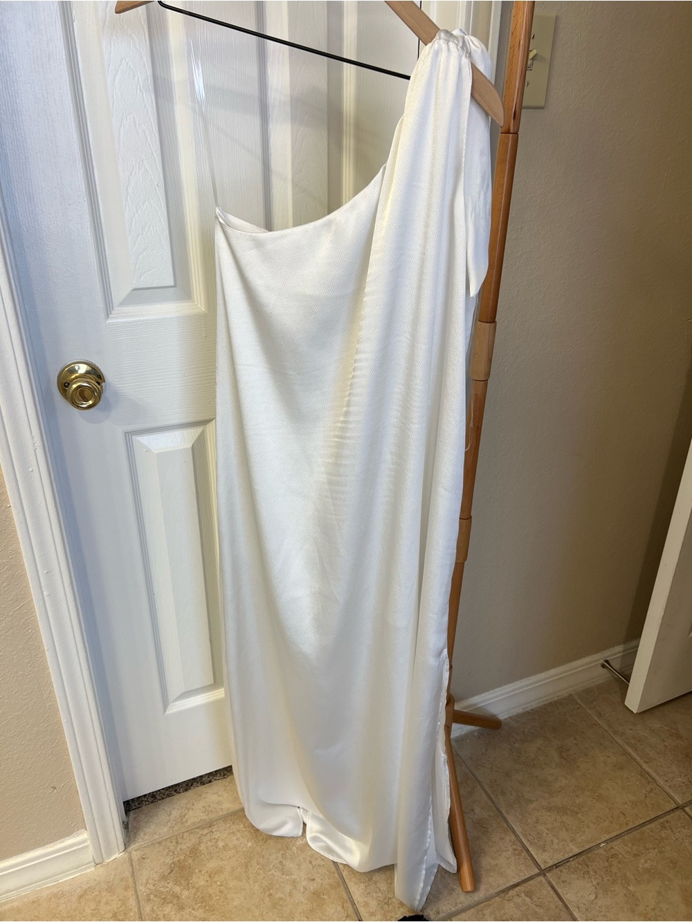 Tyche Ivory One-Shoulder Maxi Dress